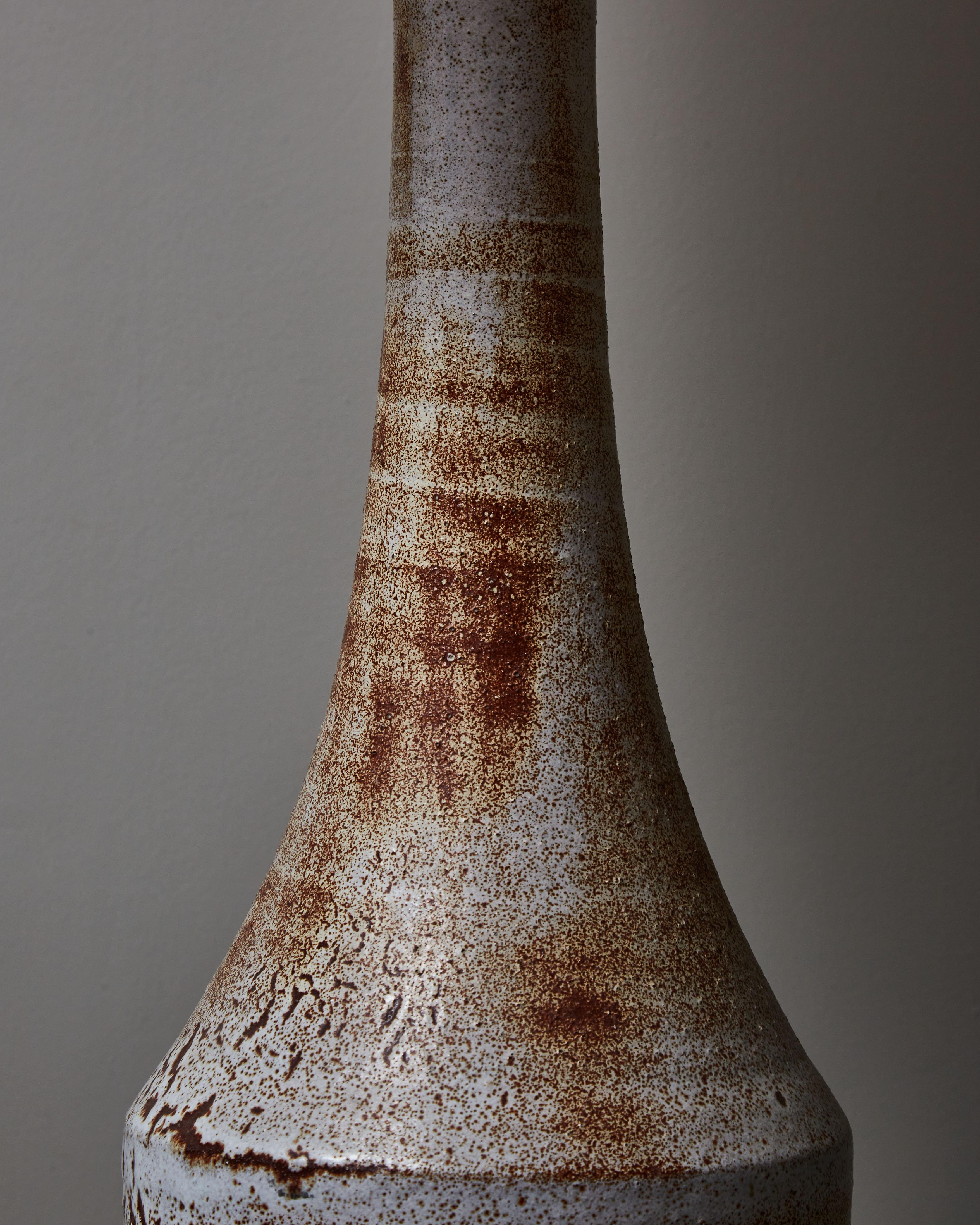 Tall Glazed Ceramic Table Lamp by Accolay In Good Condition For Sale In Saint-Ouen, IDF