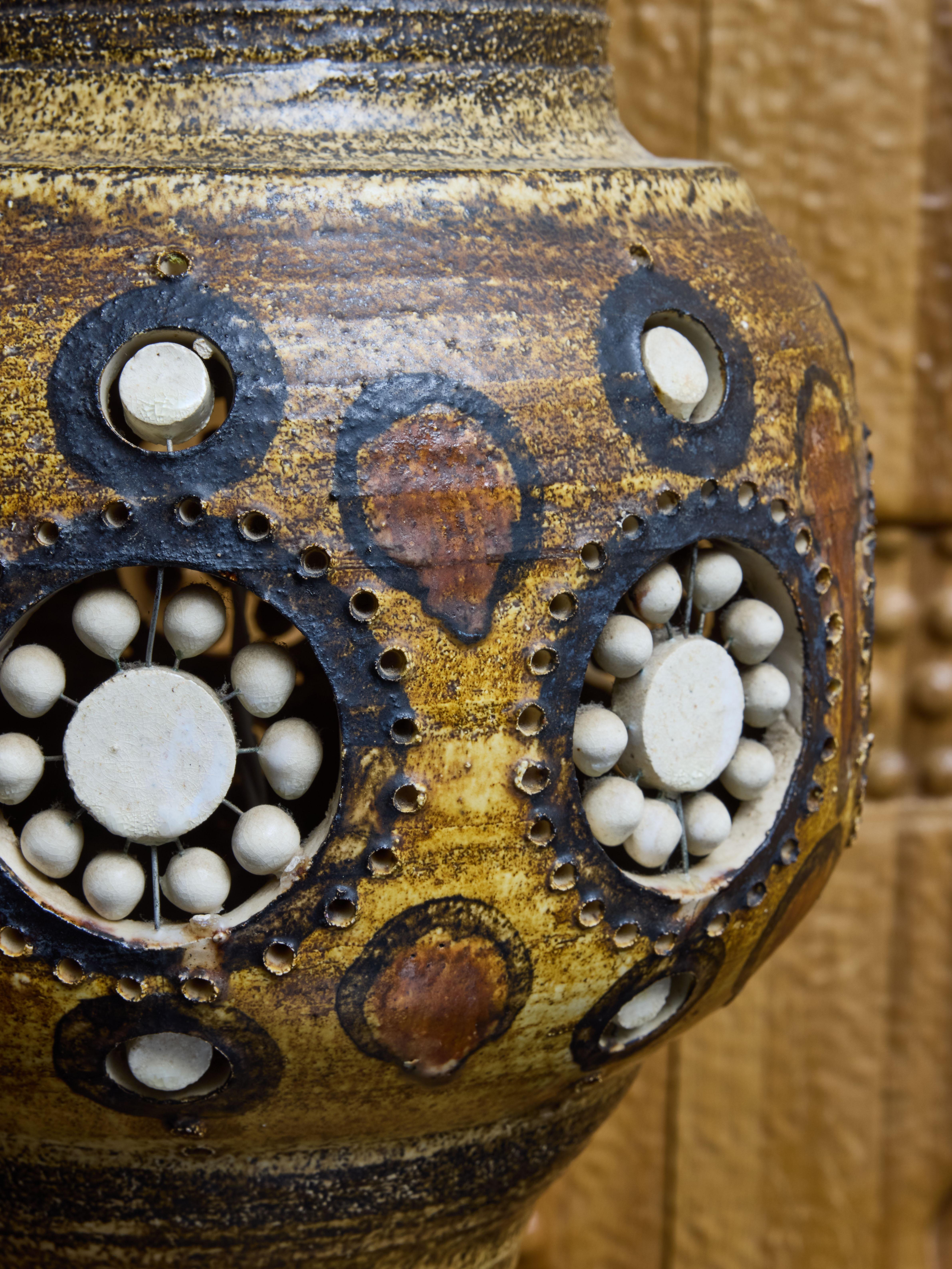 Grande lampe de bureau en céramique émaillée de Georges Pelletier Bon état - En vente à Saint-Ouen, IDF