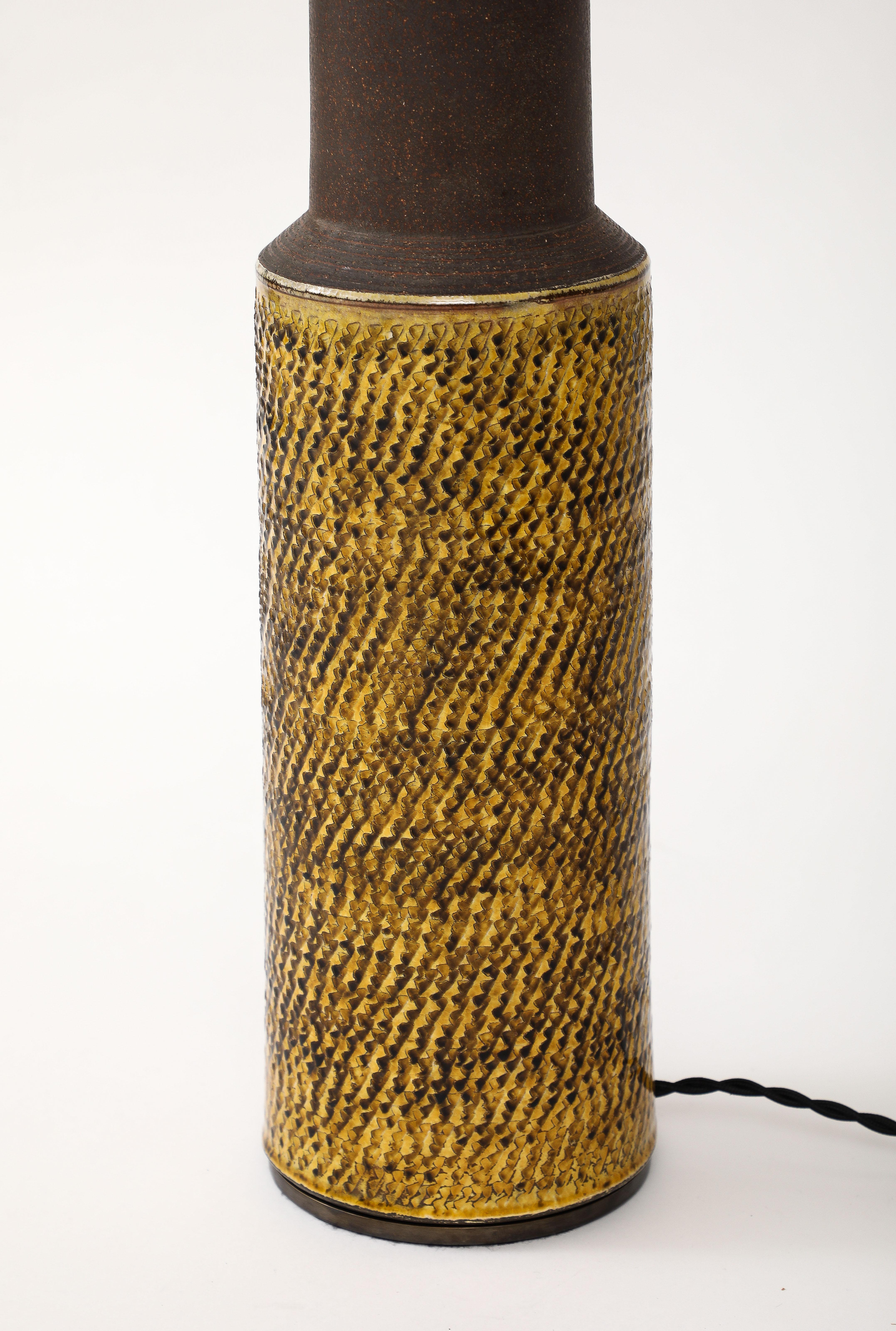 Hohe Tischlampe aus glasierter Keramik von Nils Kähler für HAK Kähler, Dänemark, um 1960 im Angebot 7