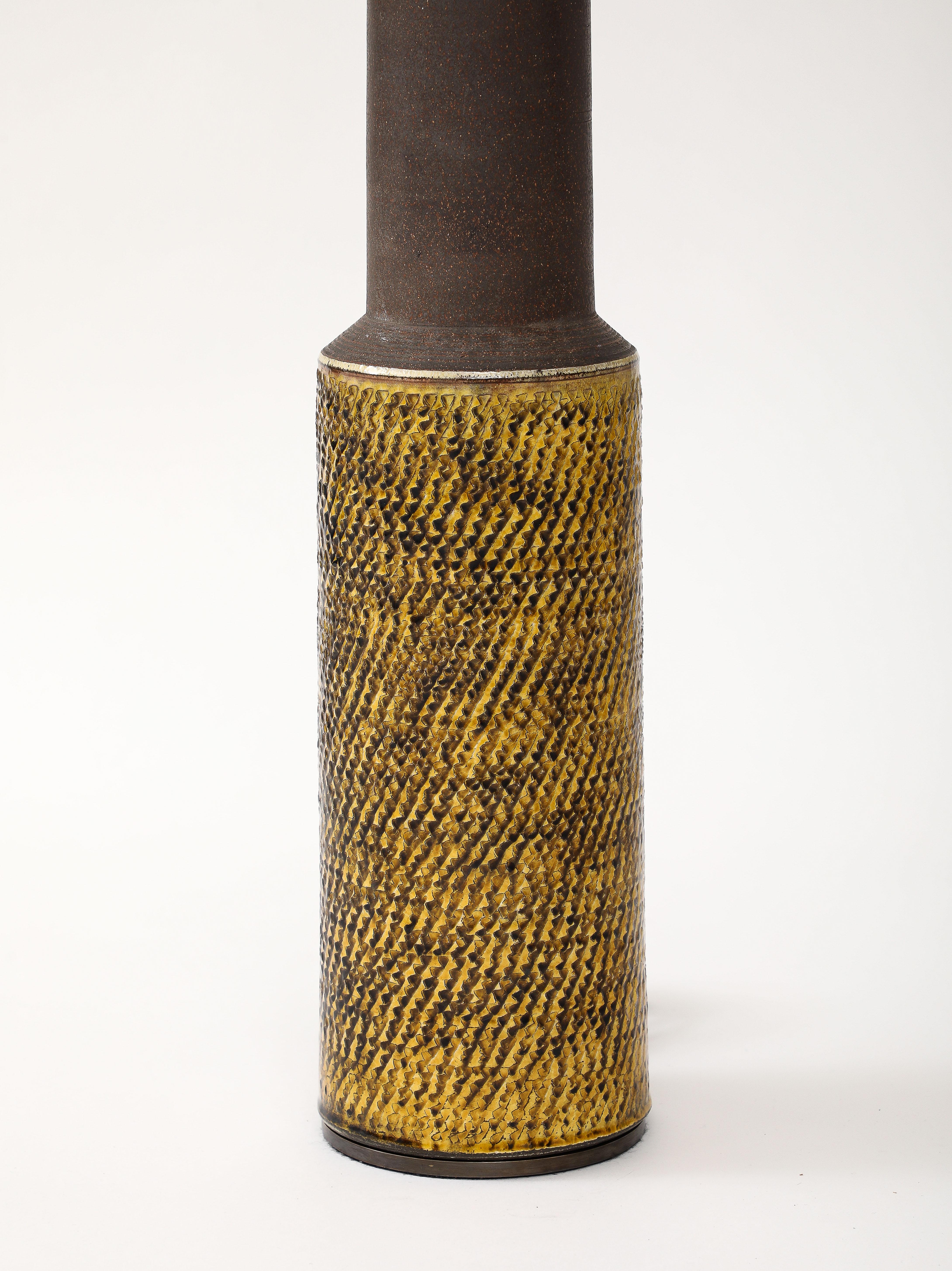 Danish Tall Glazed Ceramic Table Lamp by Nils Kähler for HAK Kähler, Denmark, c. 1960