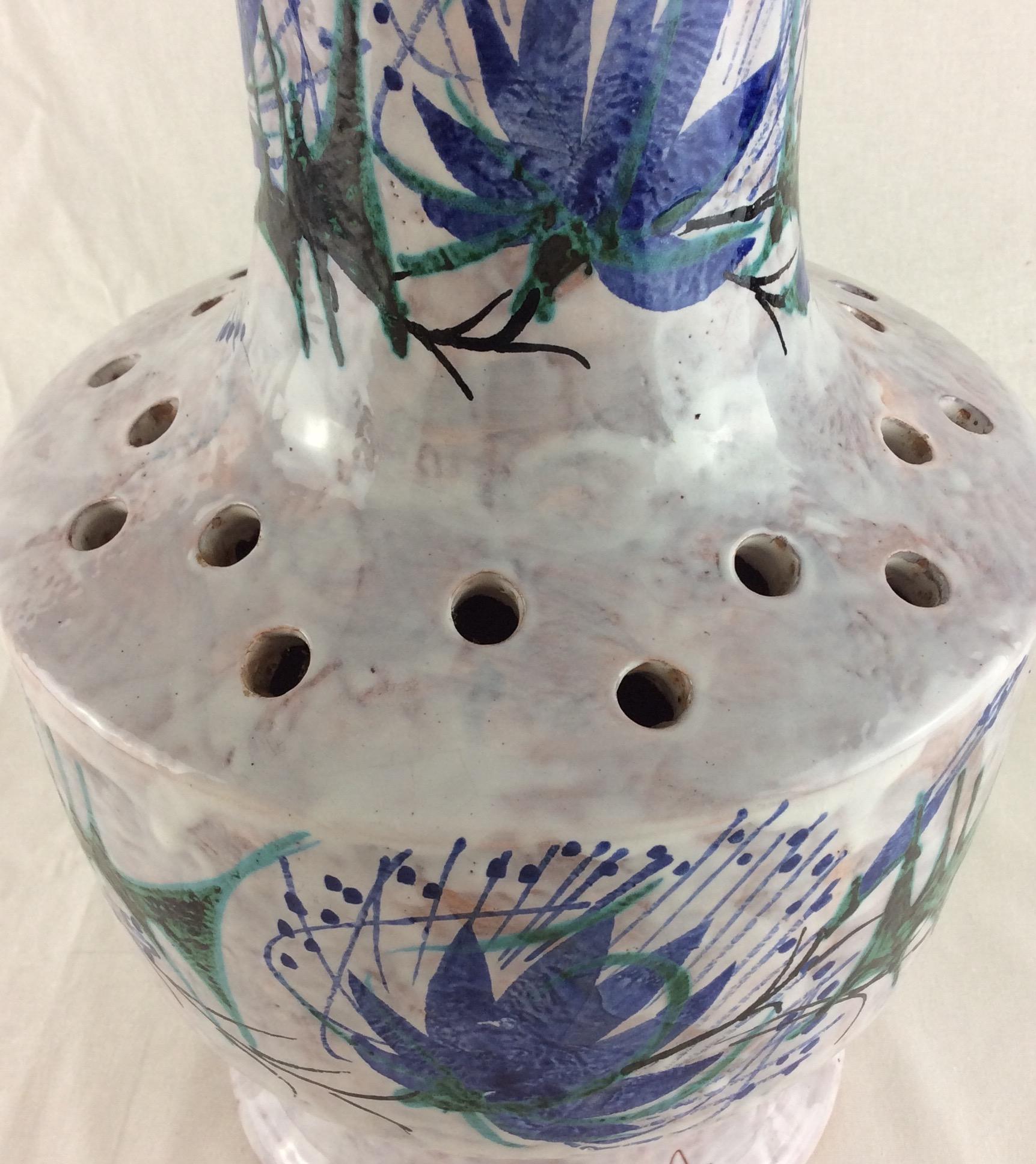 Tall Glazed Midcentury Ceramic Vase from Vallauris, France Signed Le Brescon 2