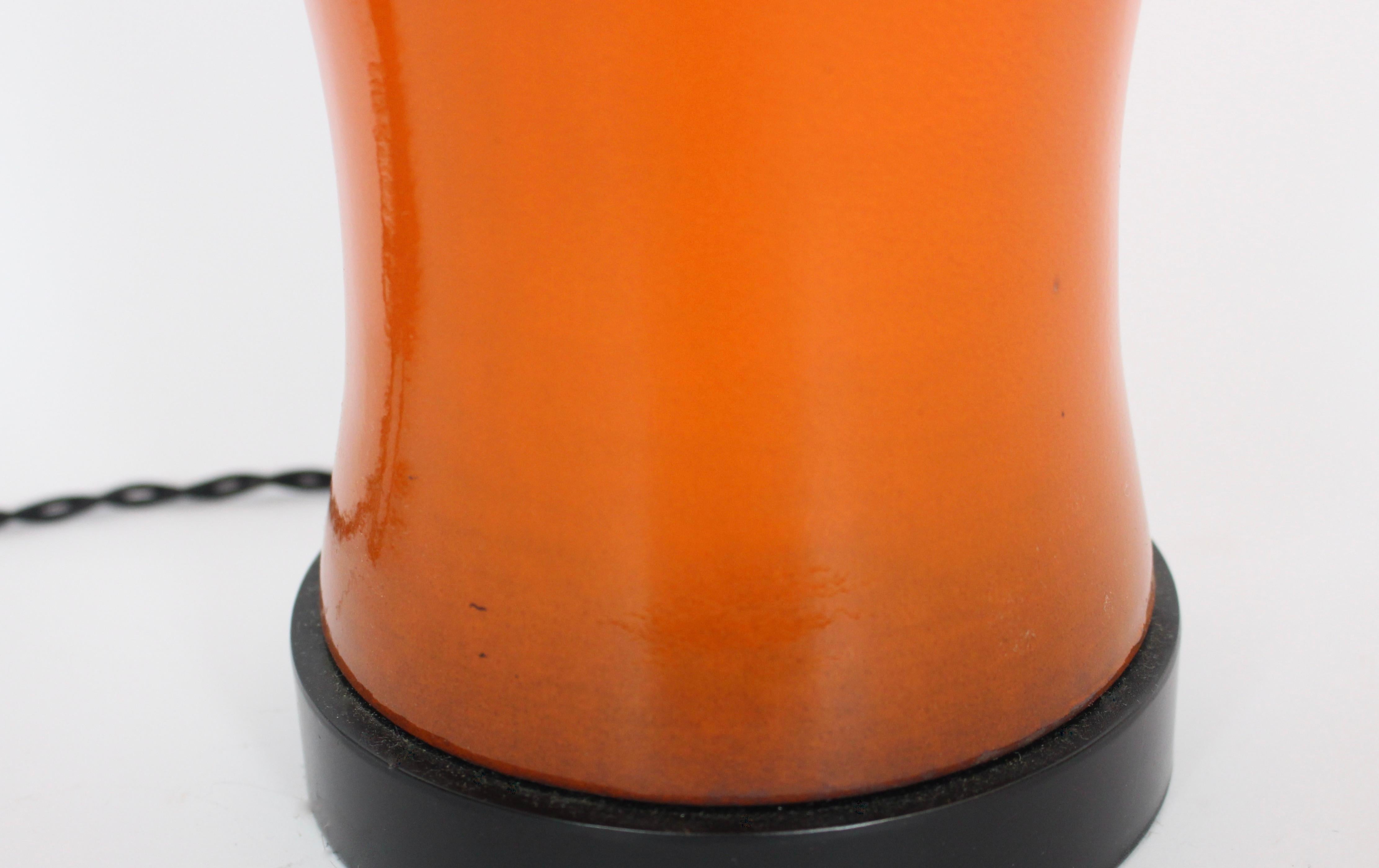 Große glasierte Tomatenrote Ingwerglasur-Tischlampe aus Keramik, um 1960 im Angebot 4