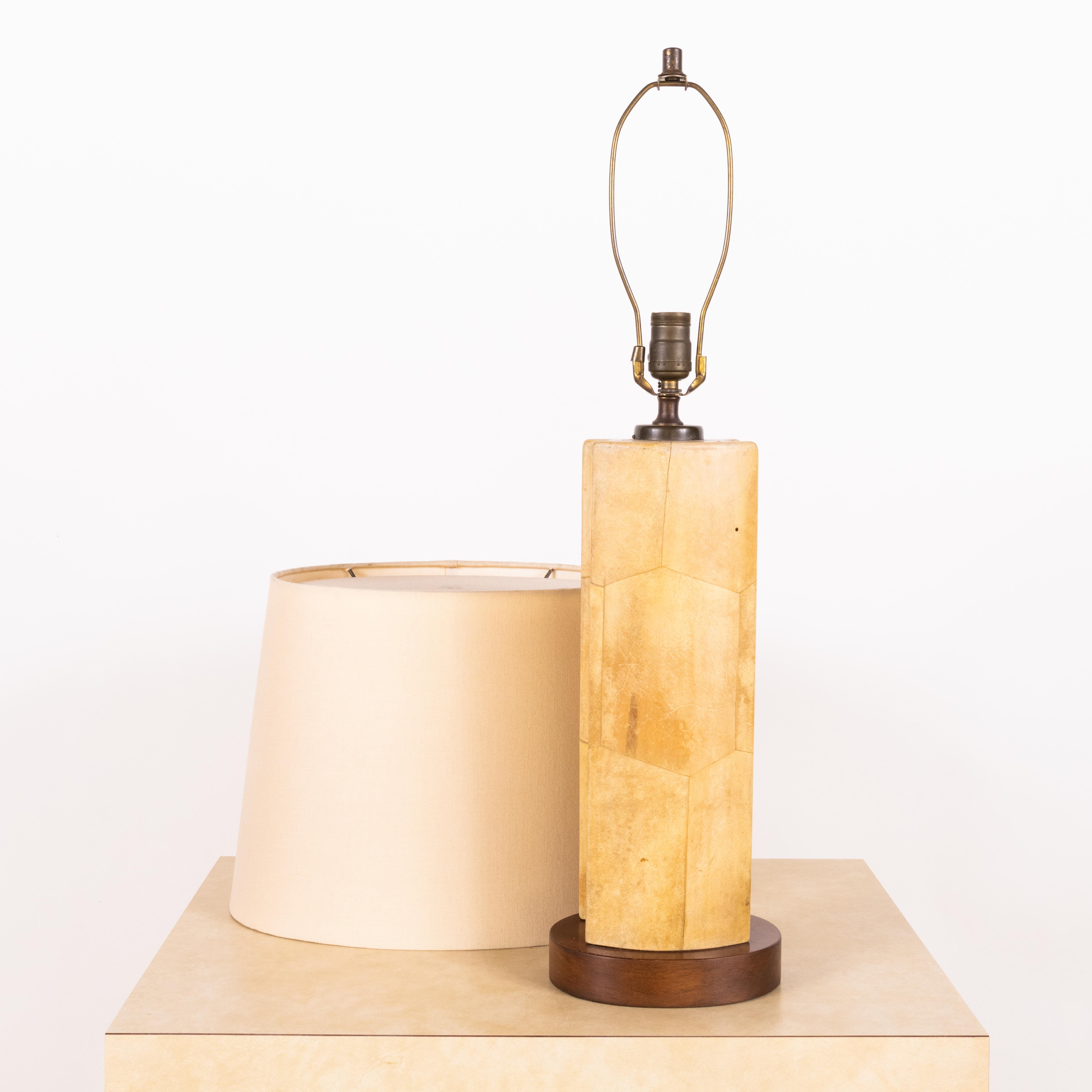 Mid-20th Century Tall Goatskin Lamp with Custom Oval Linen Shade by Alto Tura For Sale