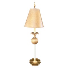 Tall Gold Art Nouveau Vintage Lilly Pad Table Lamp with Gold Shade