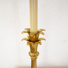 Tall Gold Faux Leaf Tole Table Lamp with Cream Shade