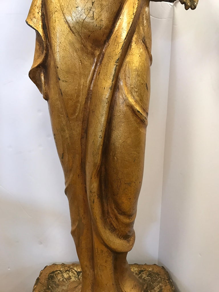 Tall Antique Gold Standing Buddha Statue - 3m Tall main image 1