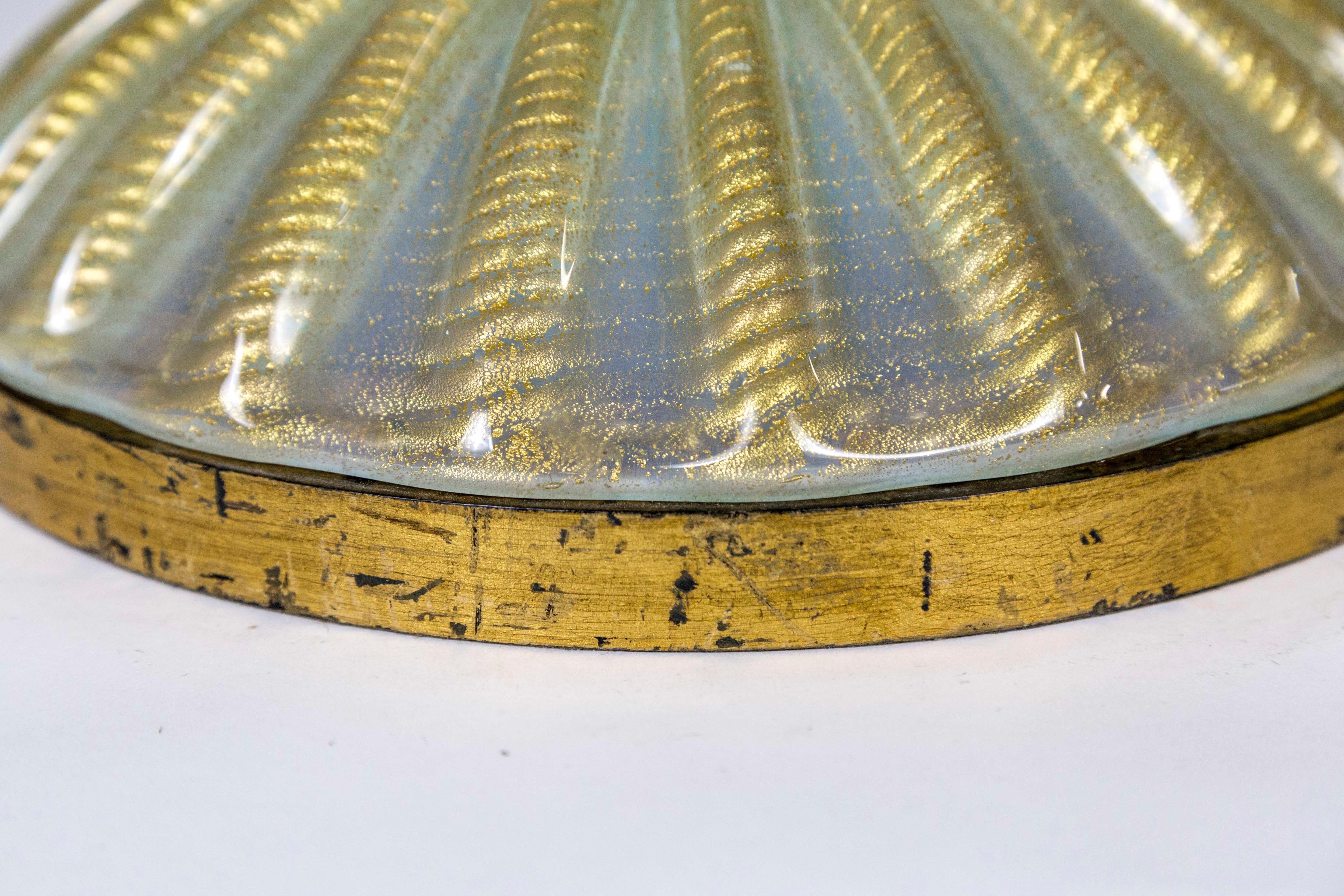 Tall Gold Murano Glass Ribbed Baluster Lamp 8