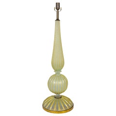 Tall Gold Murano Glass Ribbed Baluster Lamp