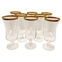 Tall Gold Rimmed Cocktail Glasses, Set of 8
