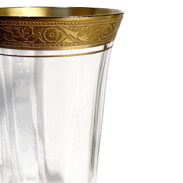Vittoriano Coppe Highball alte in vetro con bordo dorato di Tiffin - una coppia in vendita