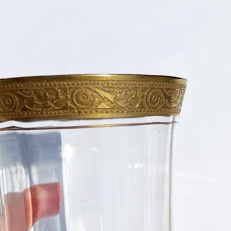Vetro Coppe Highball alte in vetro con bordo dorato di Tiffin - una coppia in vendita
