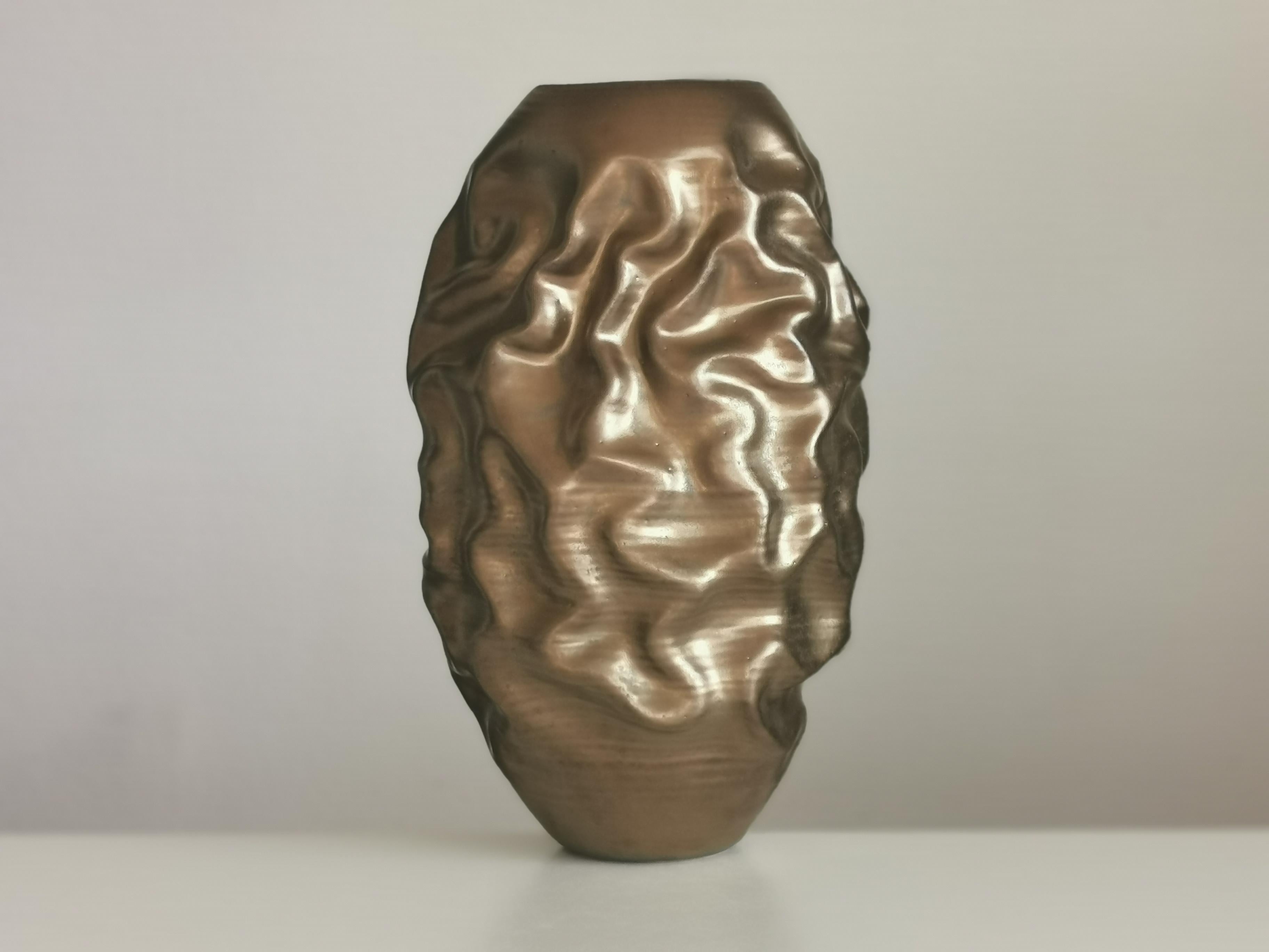 Tall Golden Dehydrated Form N.86, Contemporary Ceramic Sculpture, Objet D'art 2