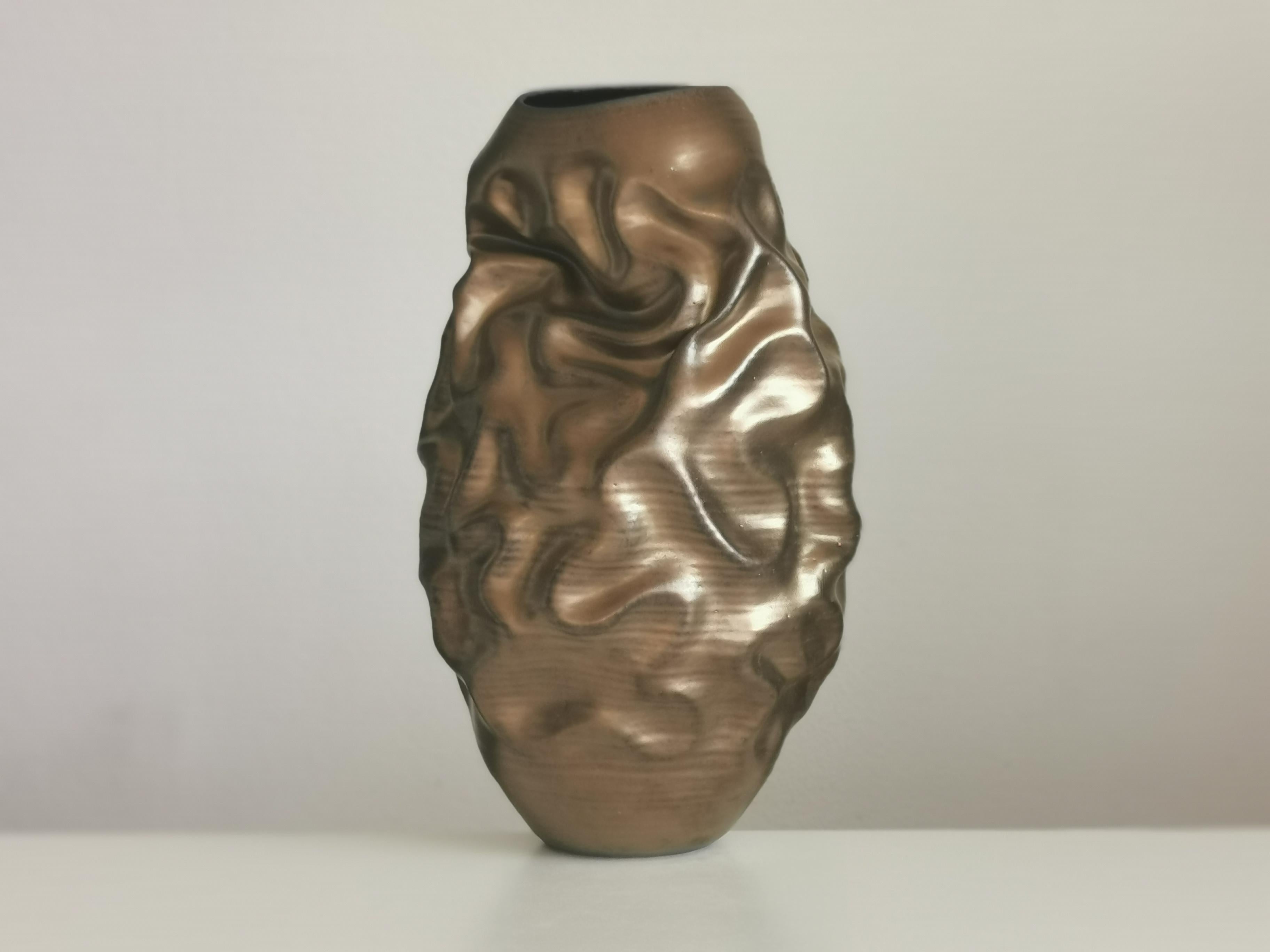 Tall Golden Dehydrated Form N.86, Contemporary Ceramic Sculpture, Objet D'art 3