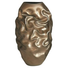 Tall Golden Dehydrated Form N.86, Contemporary Ceramic Sculpture, Objet D'art