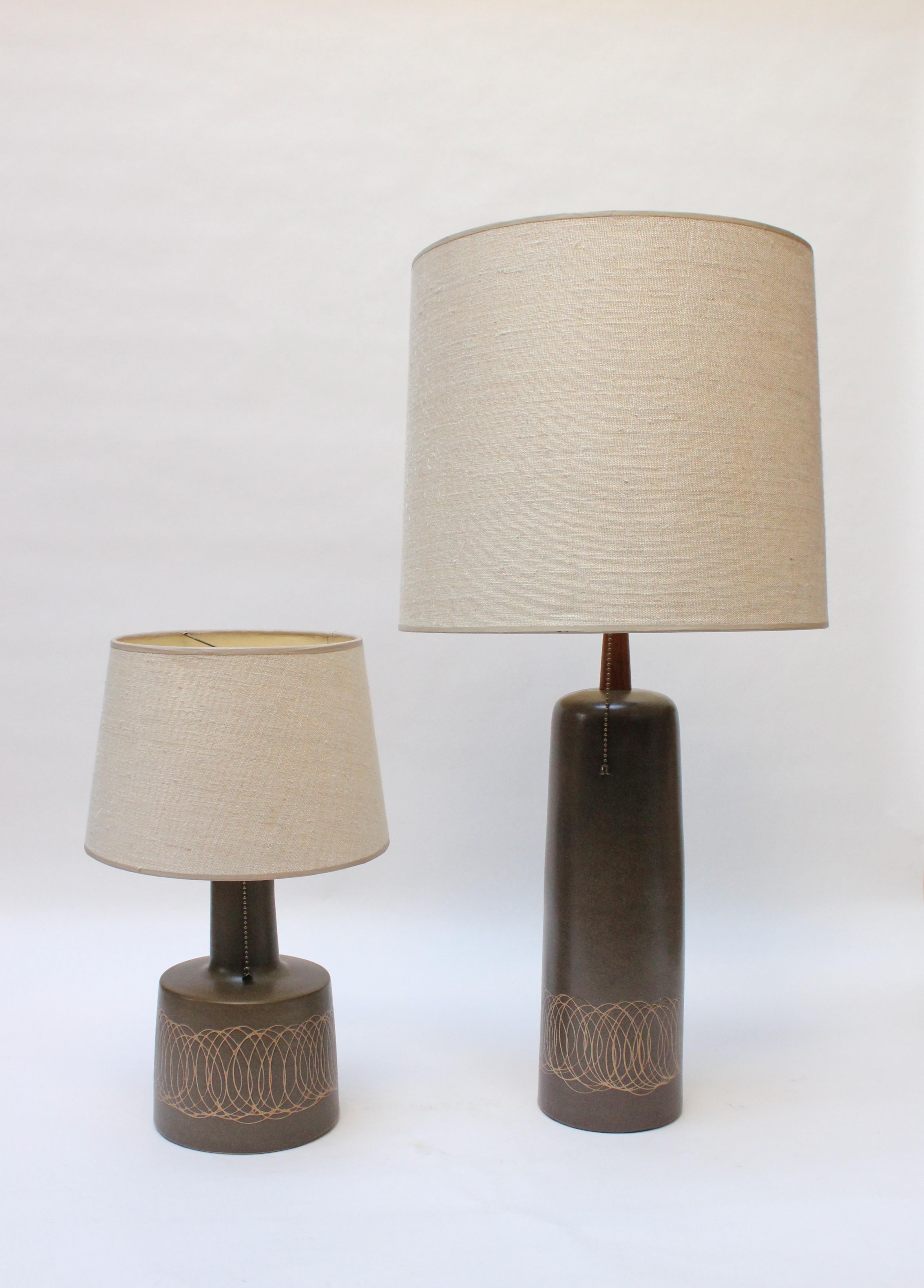 Tall Gordon and Jane Martz Ceramic Table Lamp with Shade and Finial 2