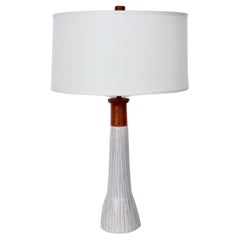 Tall Gordon & Jane Martz for Marshall Studios Incised Ivory Table Lamp, 1960s