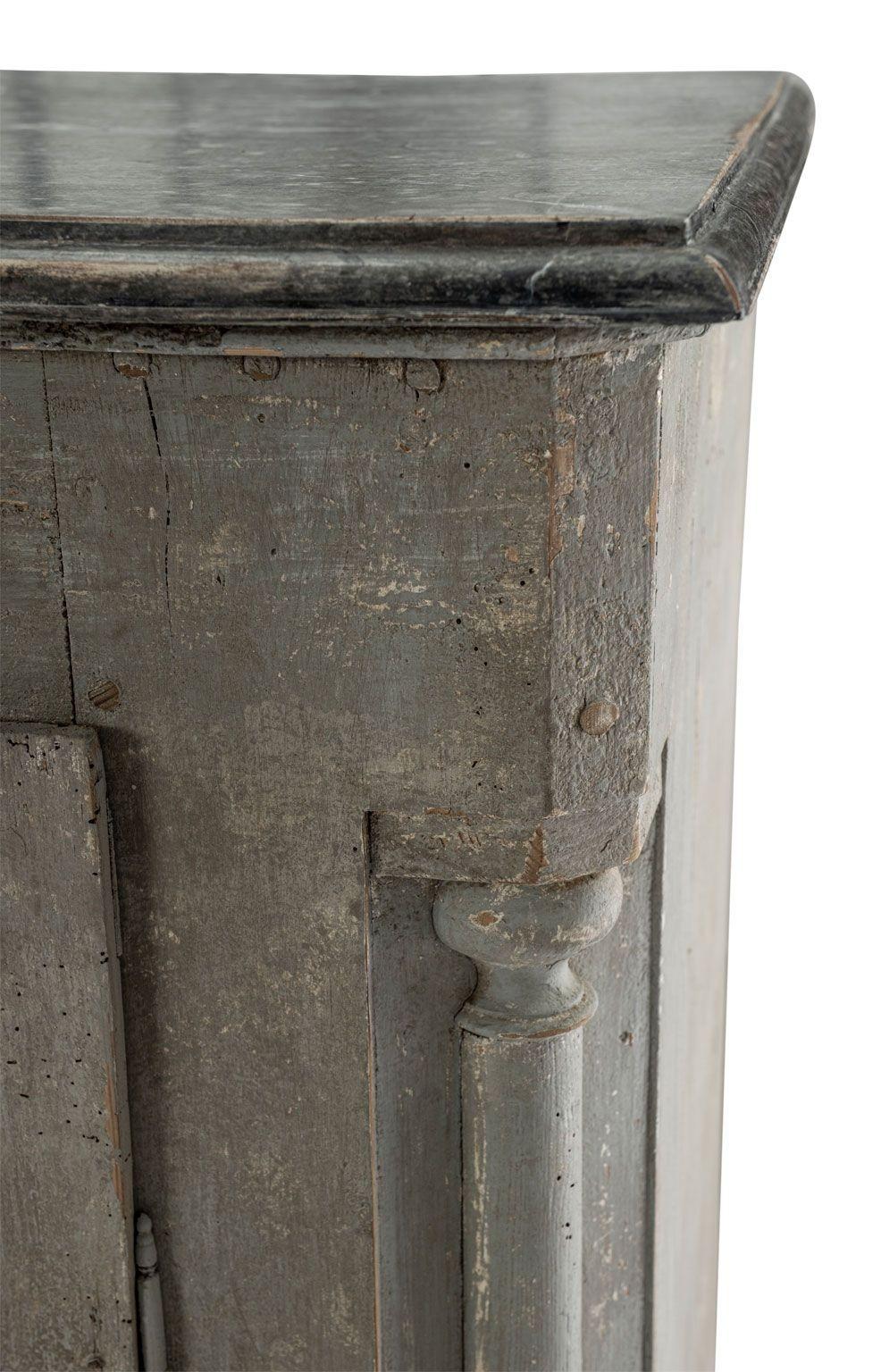 19th Century Tall Gray-Painted Swedish Buffet For Sale