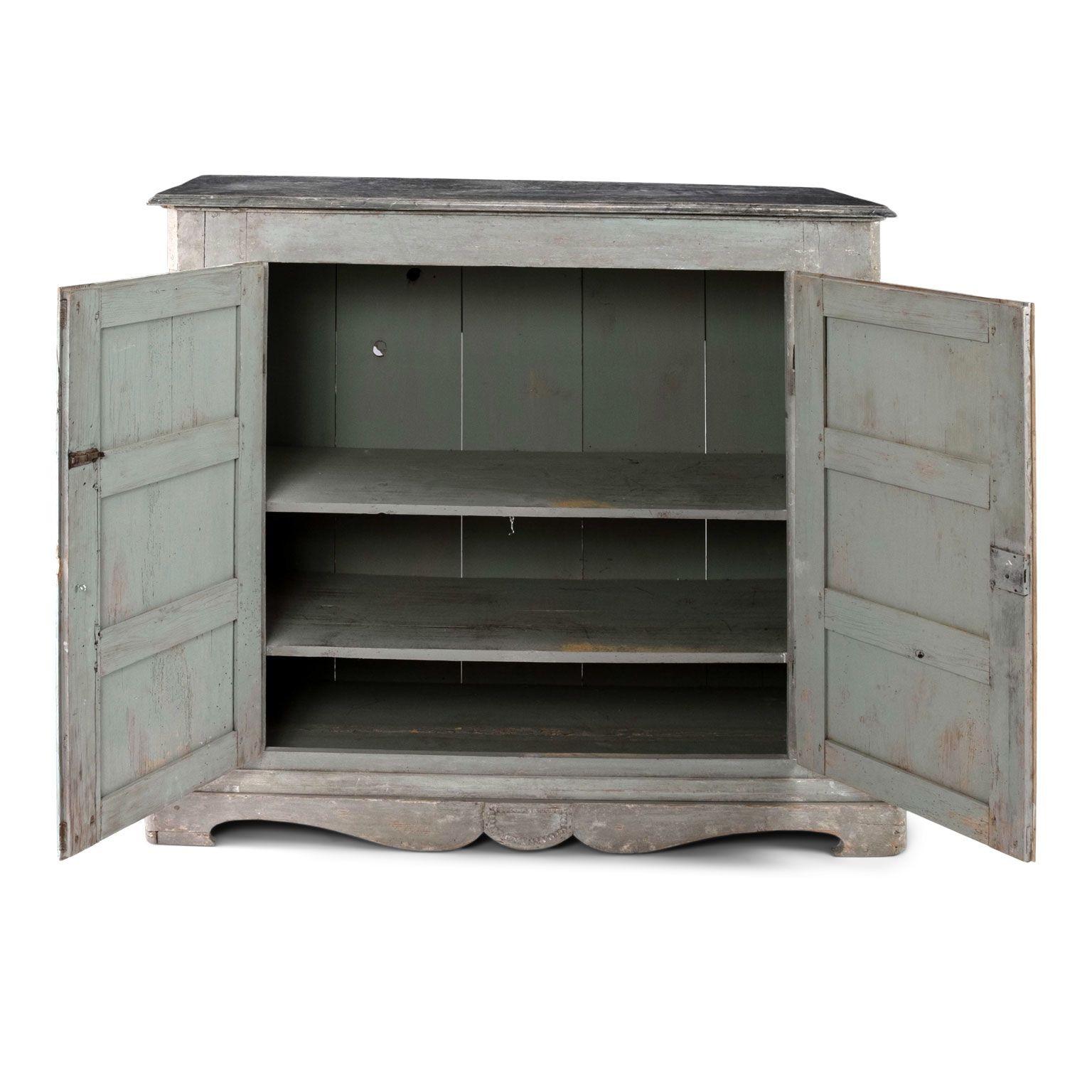 Tall Gray-Painted Swedish Buffet For Sale 1