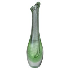 Tall Green Bubble Art Glass Vase, Scandinavia, 1960s
