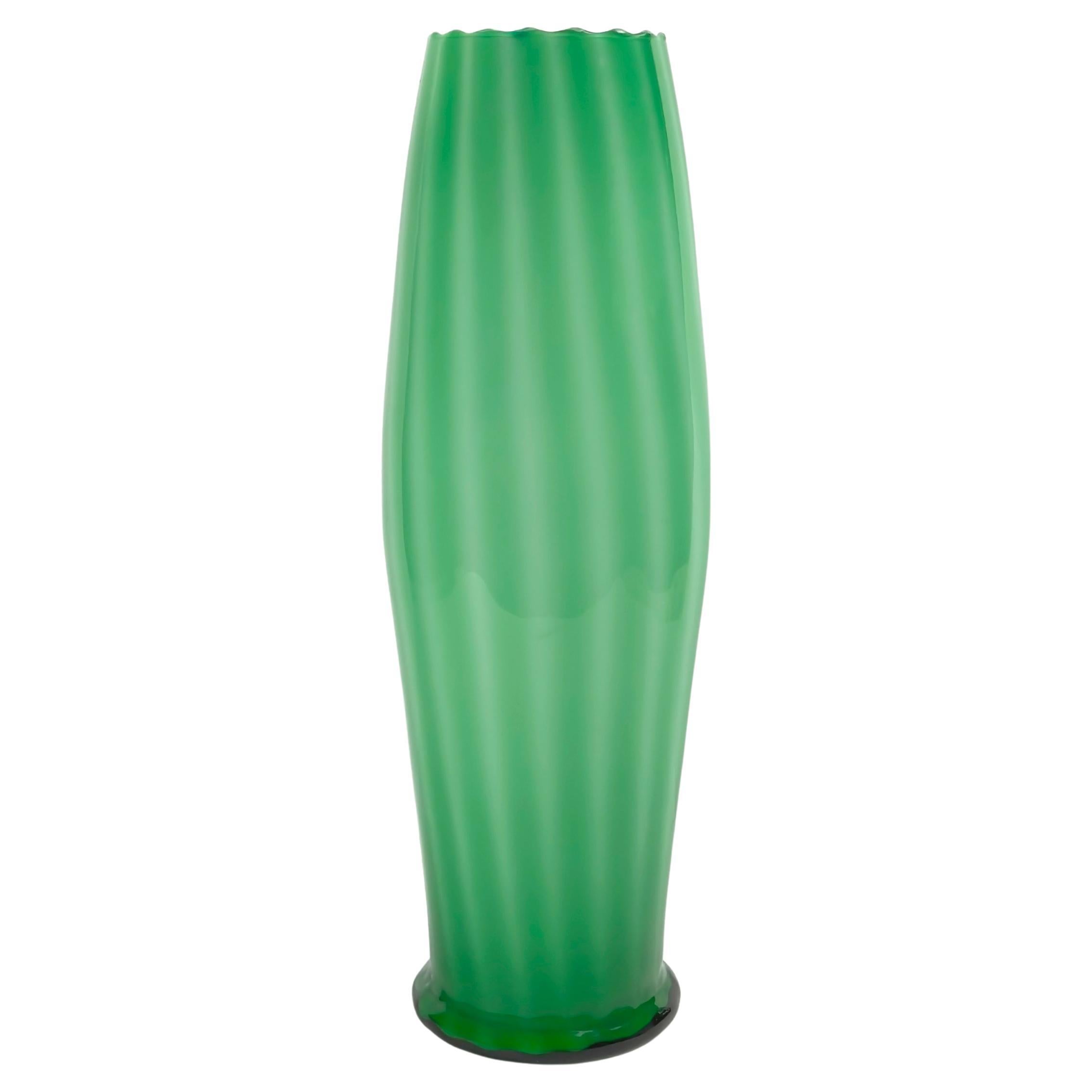 Tall Green Empoli Glass Vase by Vetreria Artistica Toscana, 1970s Italy