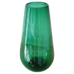 Tall Green Hand Blown Italian Bolle Vase, 1970