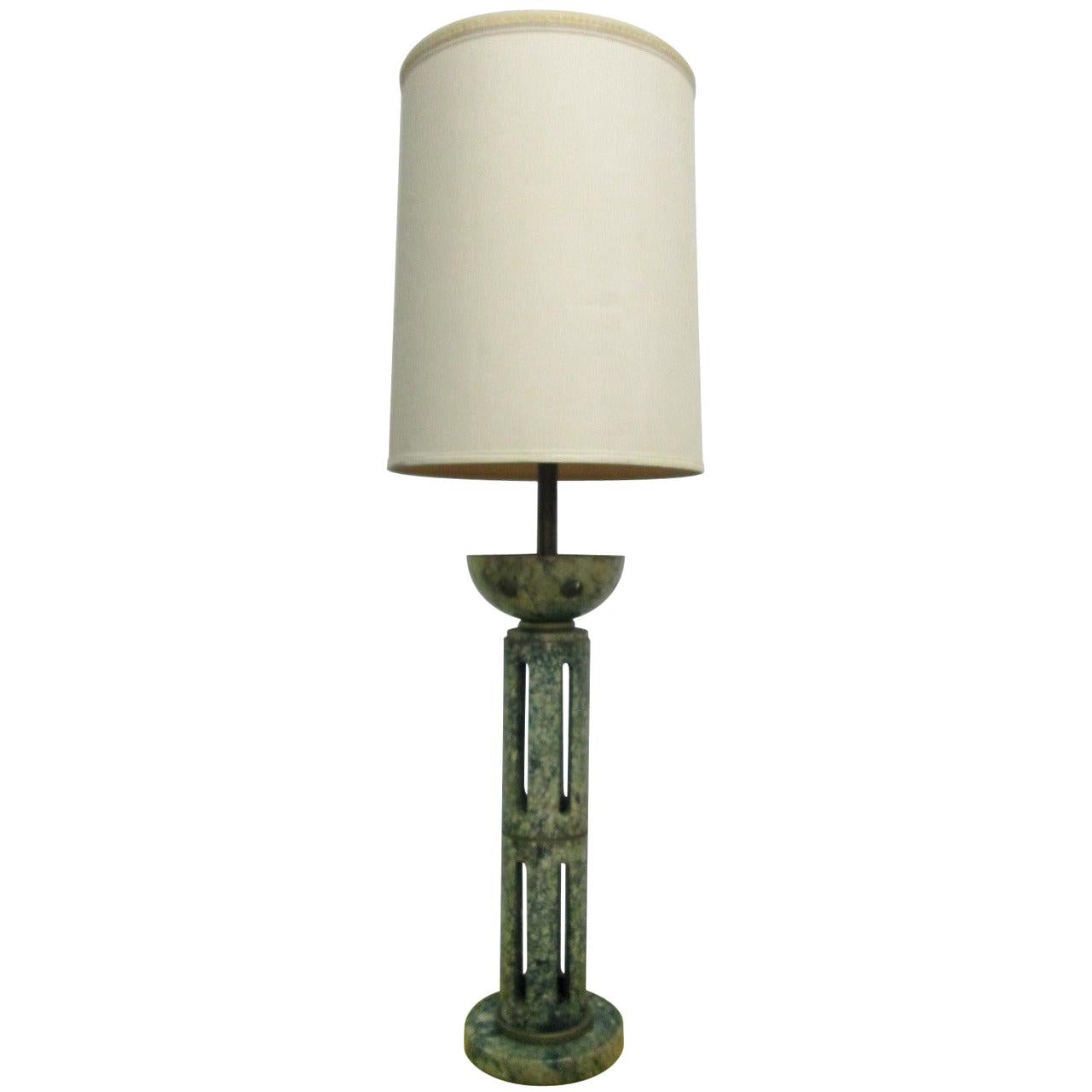 Grande lampe italienne en marbre vert