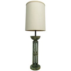 Vintage Tall Green Italian Marble Lamp