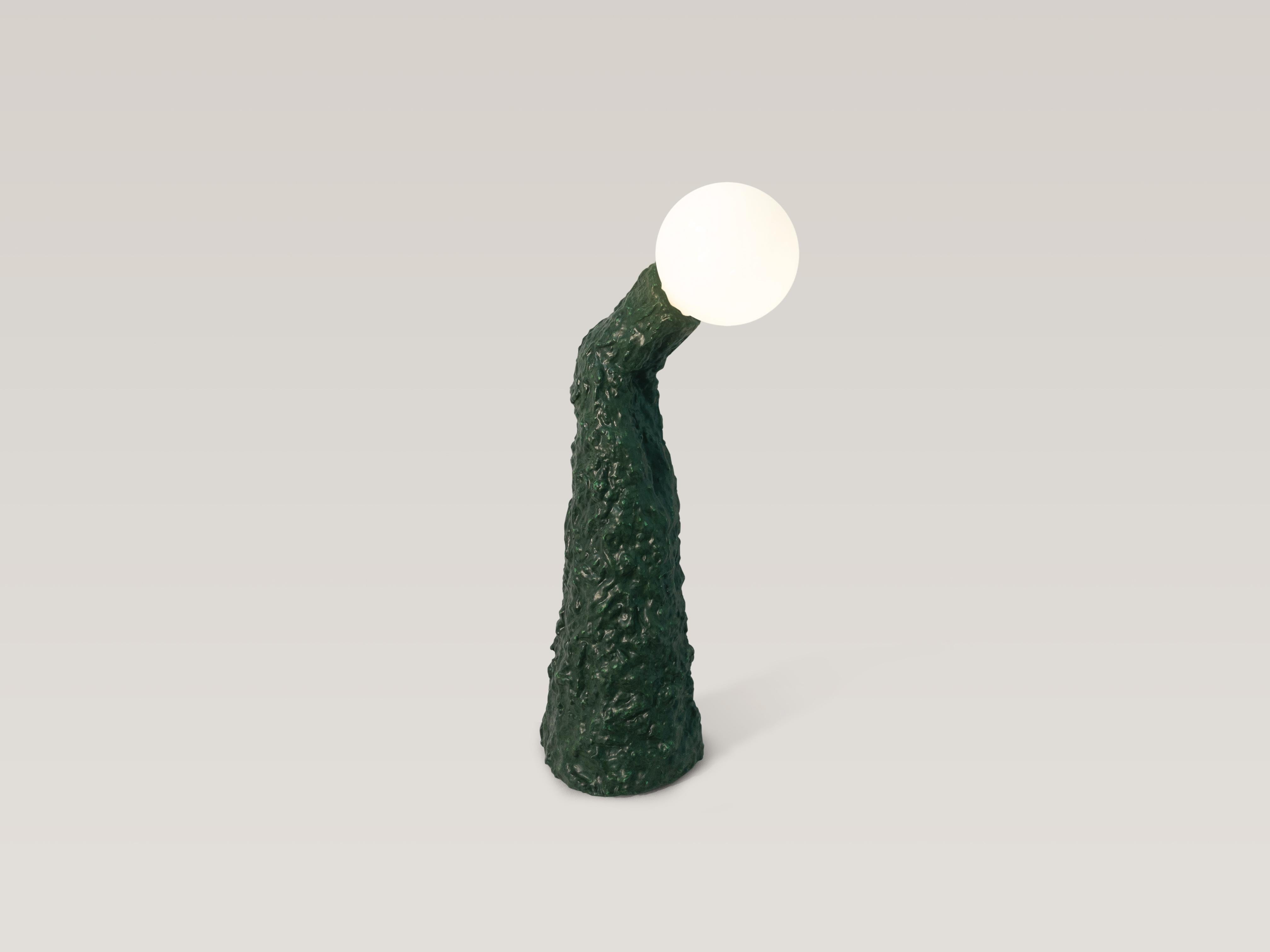 Organic Modern Contemporary Dimmable Tall Green Table Lamp by Nicola Cecutti. For Sale