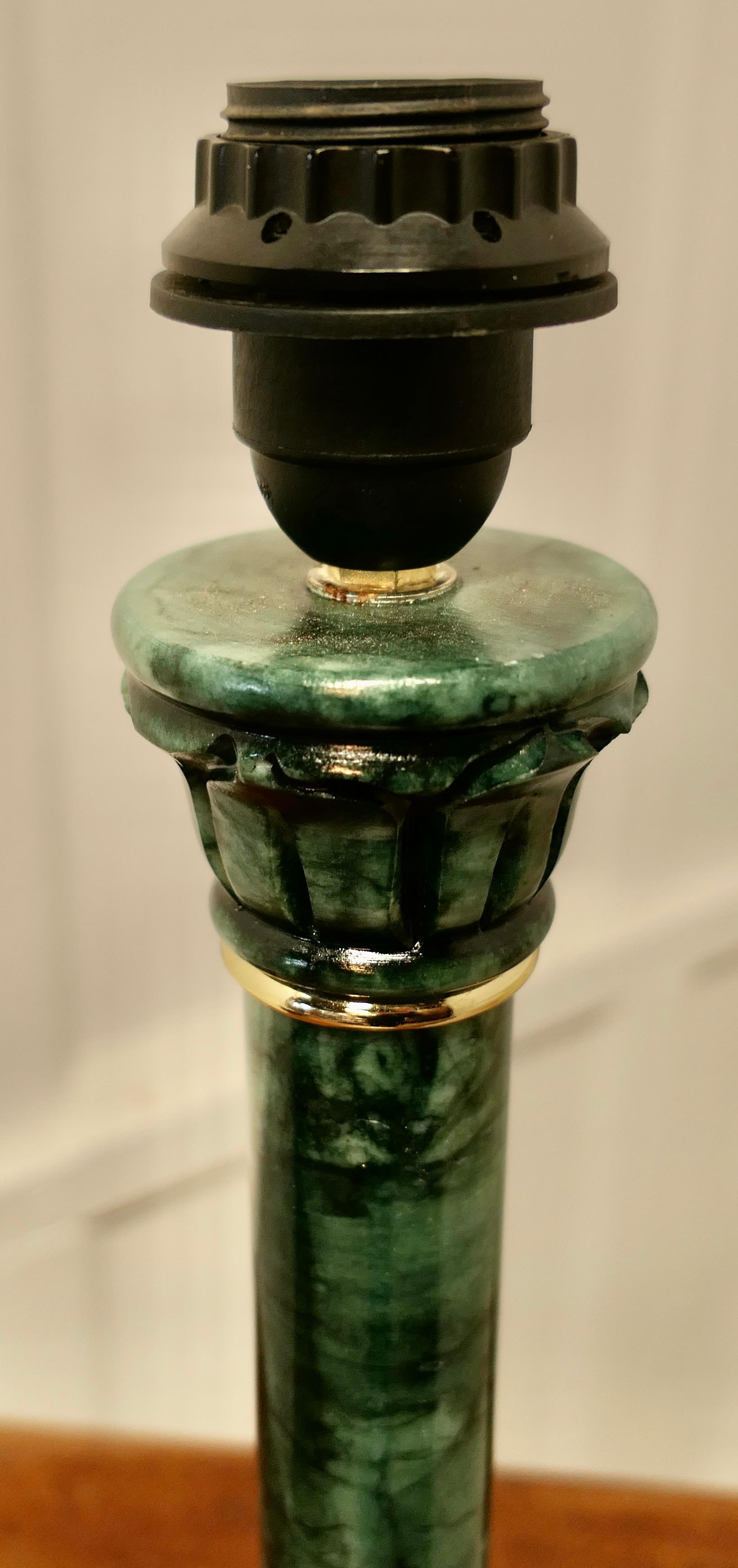 Tall Green Marble Table Lamp    For Sale 1