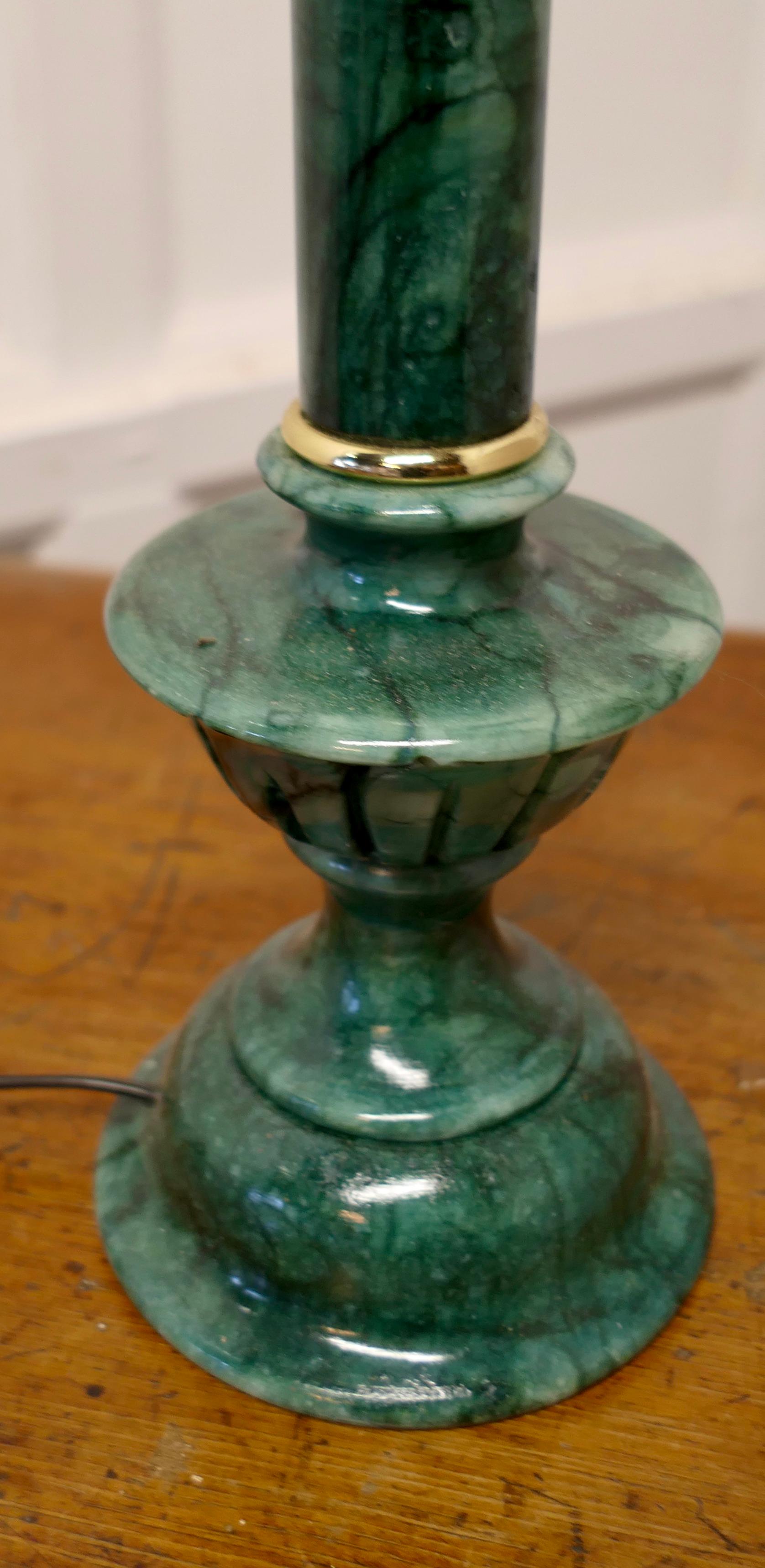 Tall Green Marble Table Lamp    For Sale 2