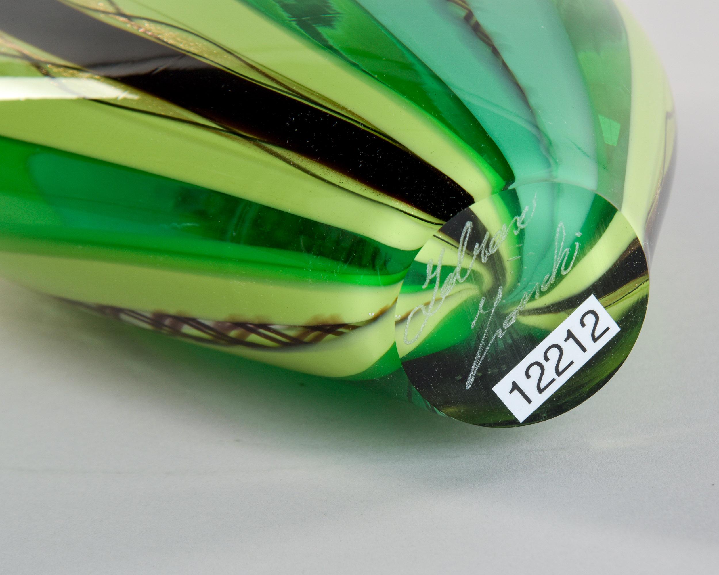 Tall Green Signed Fabiano Zanchi Murano Glass Vase For Sale 5