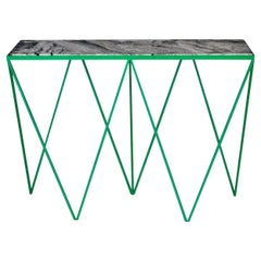 Tall Green Steel Console Table with Granite Table Top / Customizable