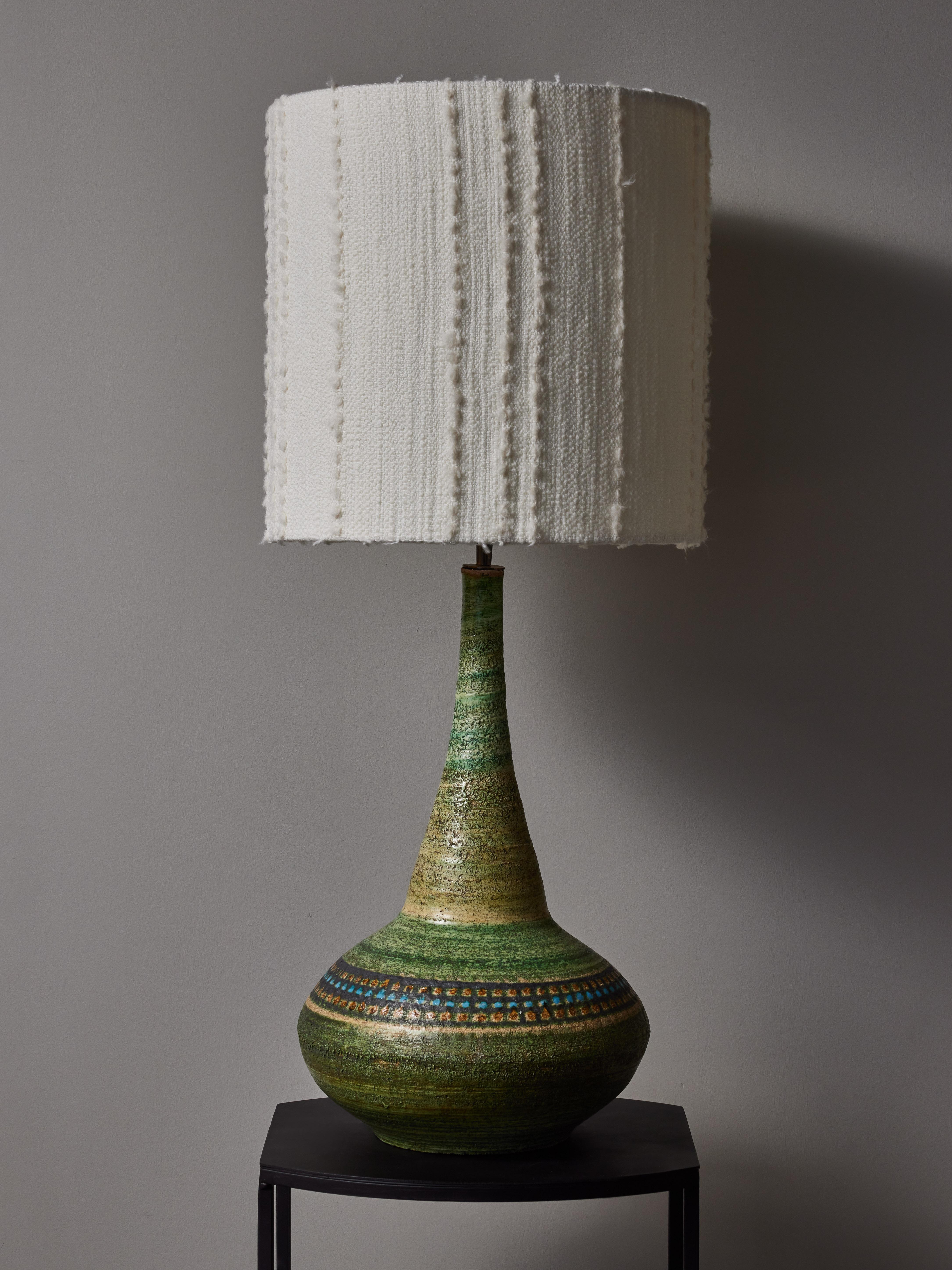 French Tall Green Table Lamp by Raphaël Giarrusso For Sale