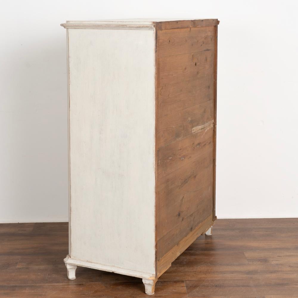 Swedish Tall Gustavian Antique White Painted Sideboard Cabinet with Two Drawers, Sweden 