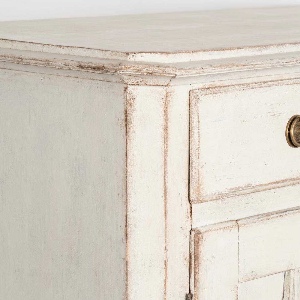 Tall Gustavian Antique White Painted Sideboard Cabinet with Two Drawers, Sweden  In Good Condition In Round Top, TX