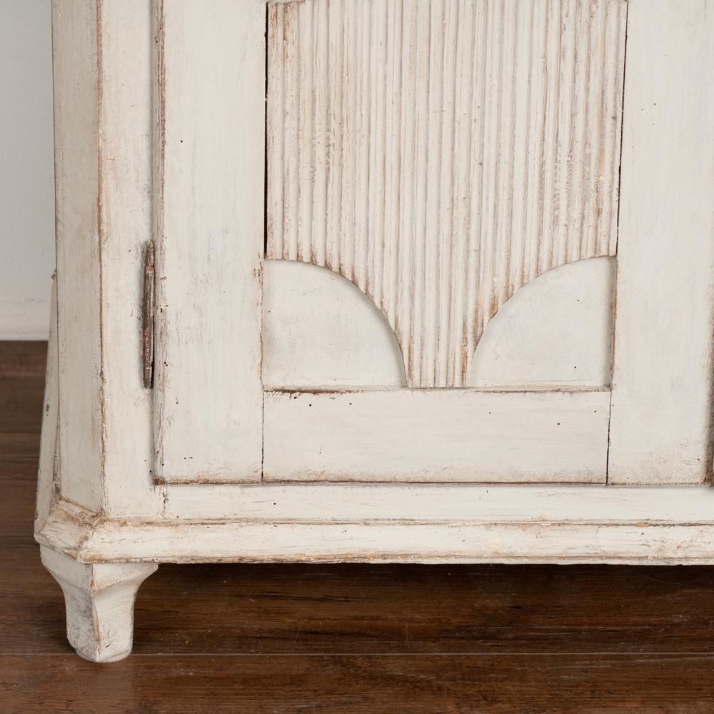 Tall Gustavian Antique White Painted Sideboard Cabinet with Two Drawers, Sweden  1