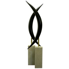 Tall Hand Carved Blackened Solid Hardwood or Bronze Sculptures by Dave Lasker