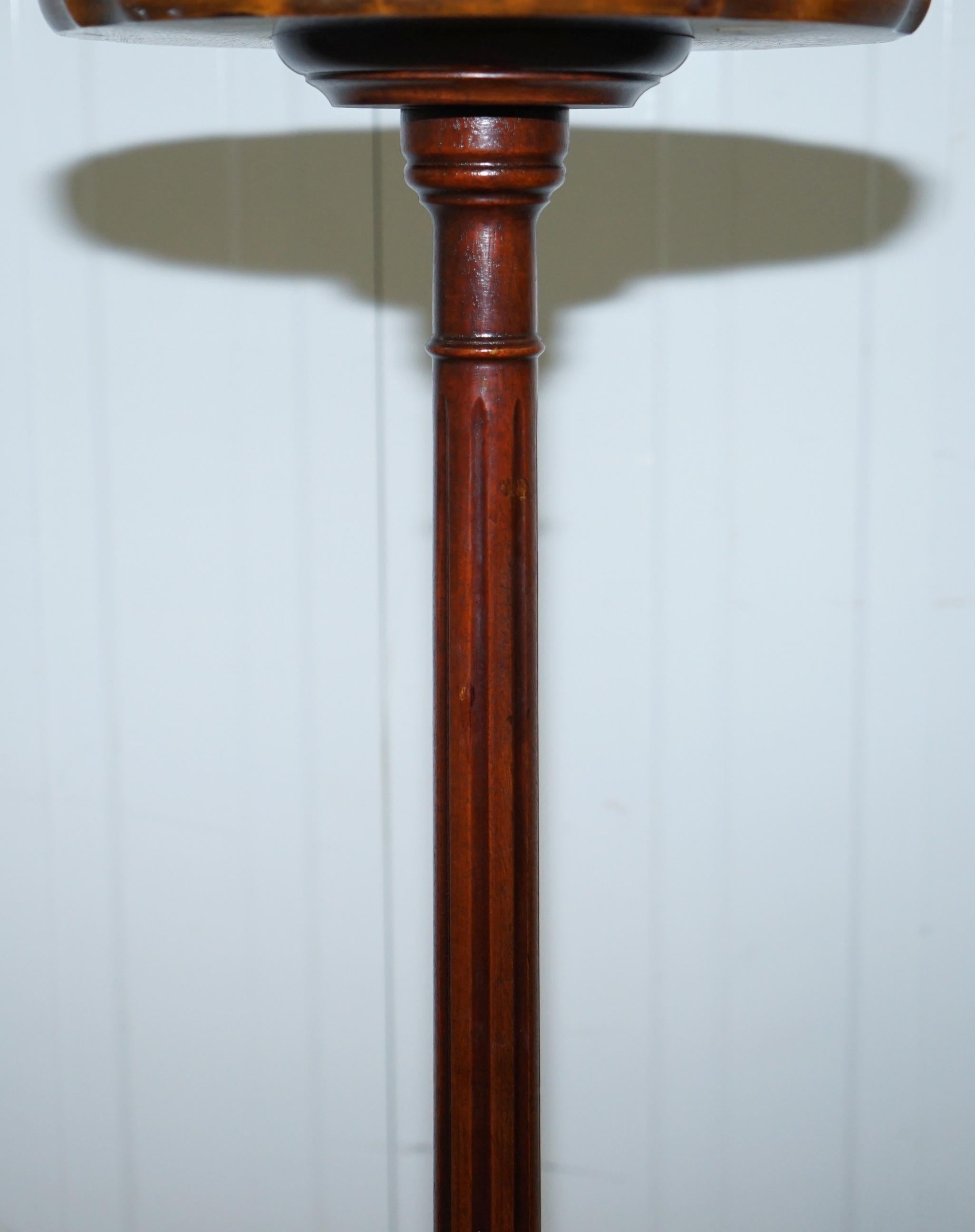 20th Century Tall Hand Carved Hardwood Jardiniere Stand, Claw & Ball Feet Scalloped Edge Top For Sale