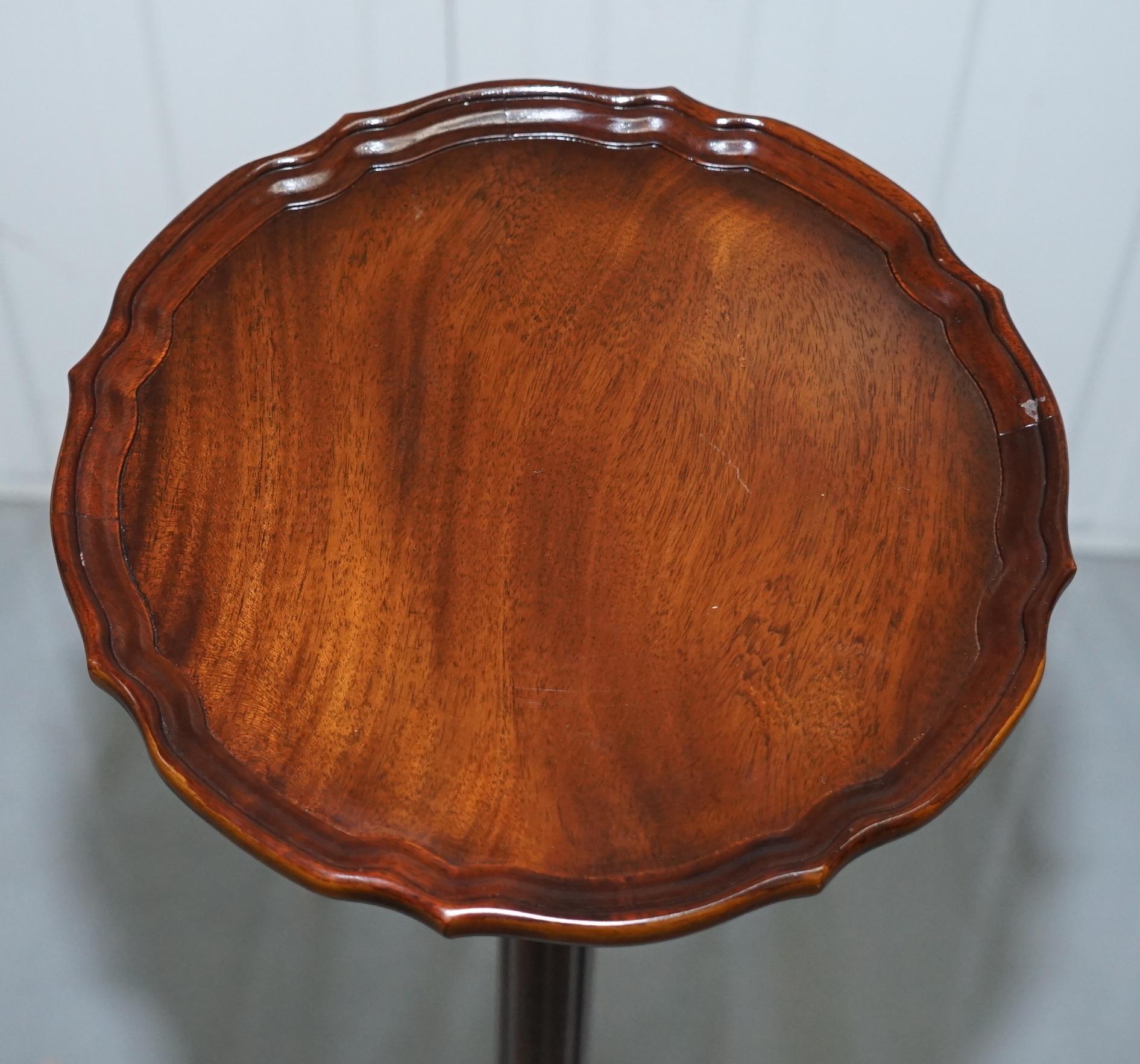 Tall Hand Carved Hardwood Jardiniere Stand, Claw & Ball Feet Scalloped Edge Top For Sale 1