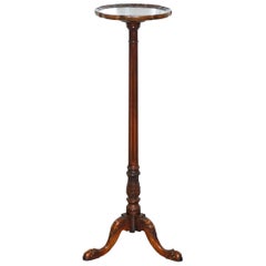 Tall Hand Carved Hardwood Jardiniere Stand, Claw & Ball Feet Scalloped Edge Top