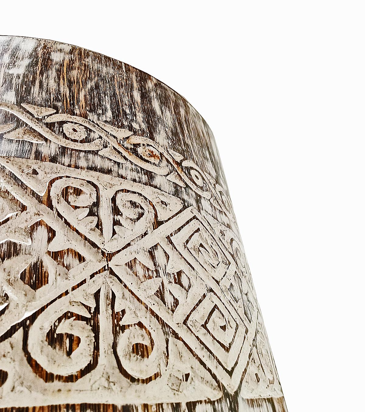 Organic Modern Tall Hand-Carved Palm Pot For Sale
