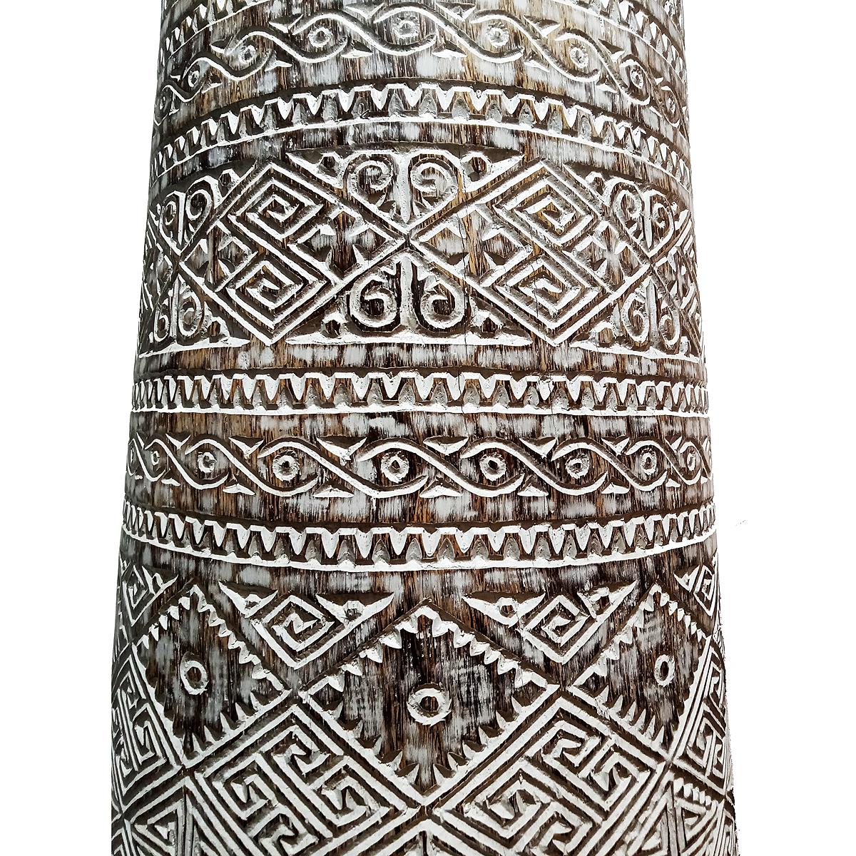 Indonesian Tall Hand-Carved Palm Pot For Sale