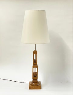 Tall Hand-Carved Wood Folk Art Ball in Cage Whimsy Lamp