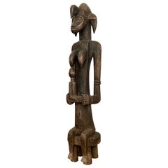Figura seduta alta in Wood Wood intagliato a mano Senufo Arti Africane