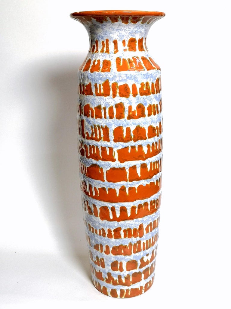 Tall HandMade Ceramic Floor Vase by Gaspar Kiraly 'Signed', 1970’s For Sale at 1stDibs