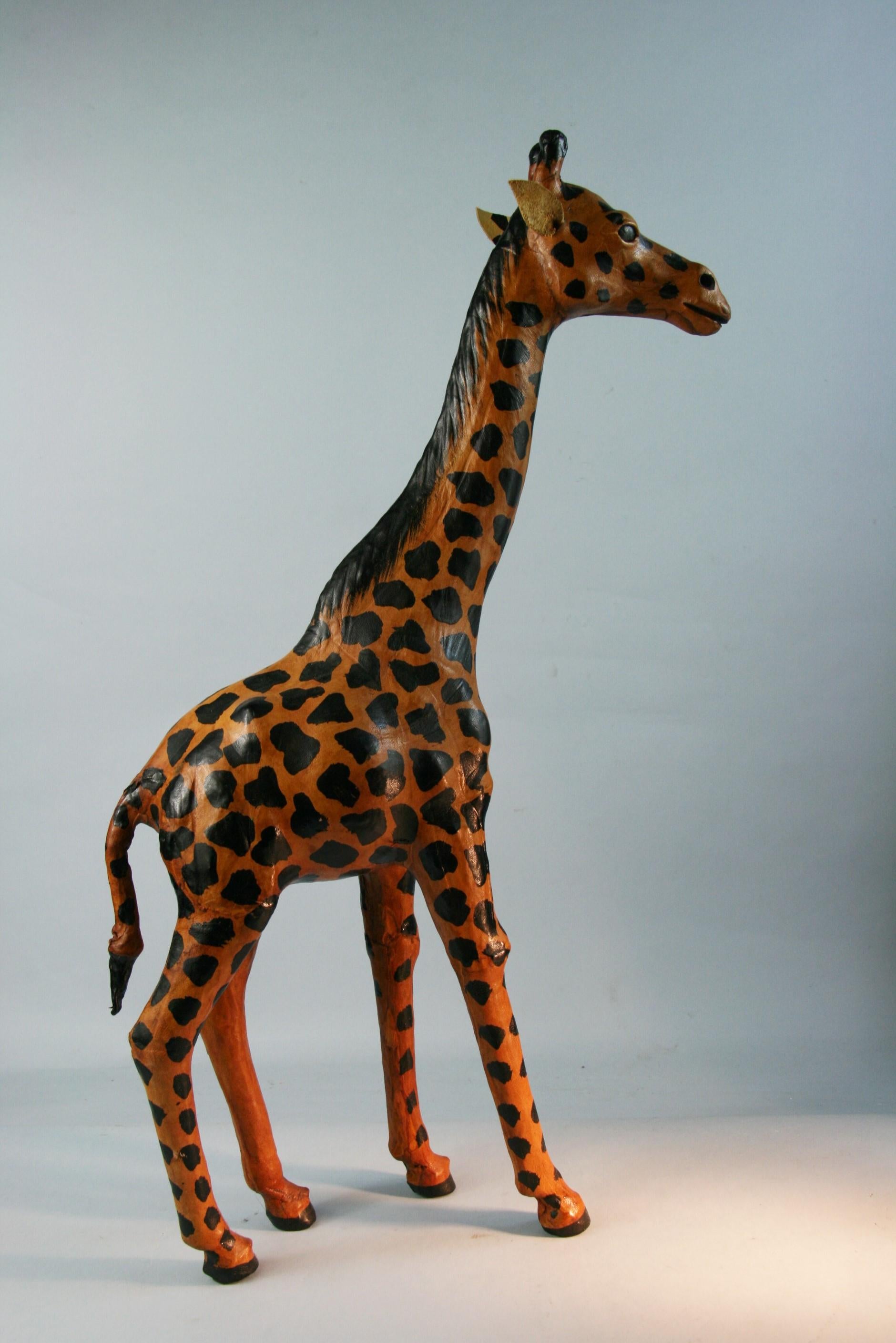 Beautiful 29" Tall Giraffe Figurine Decorative Leather Handmade in India