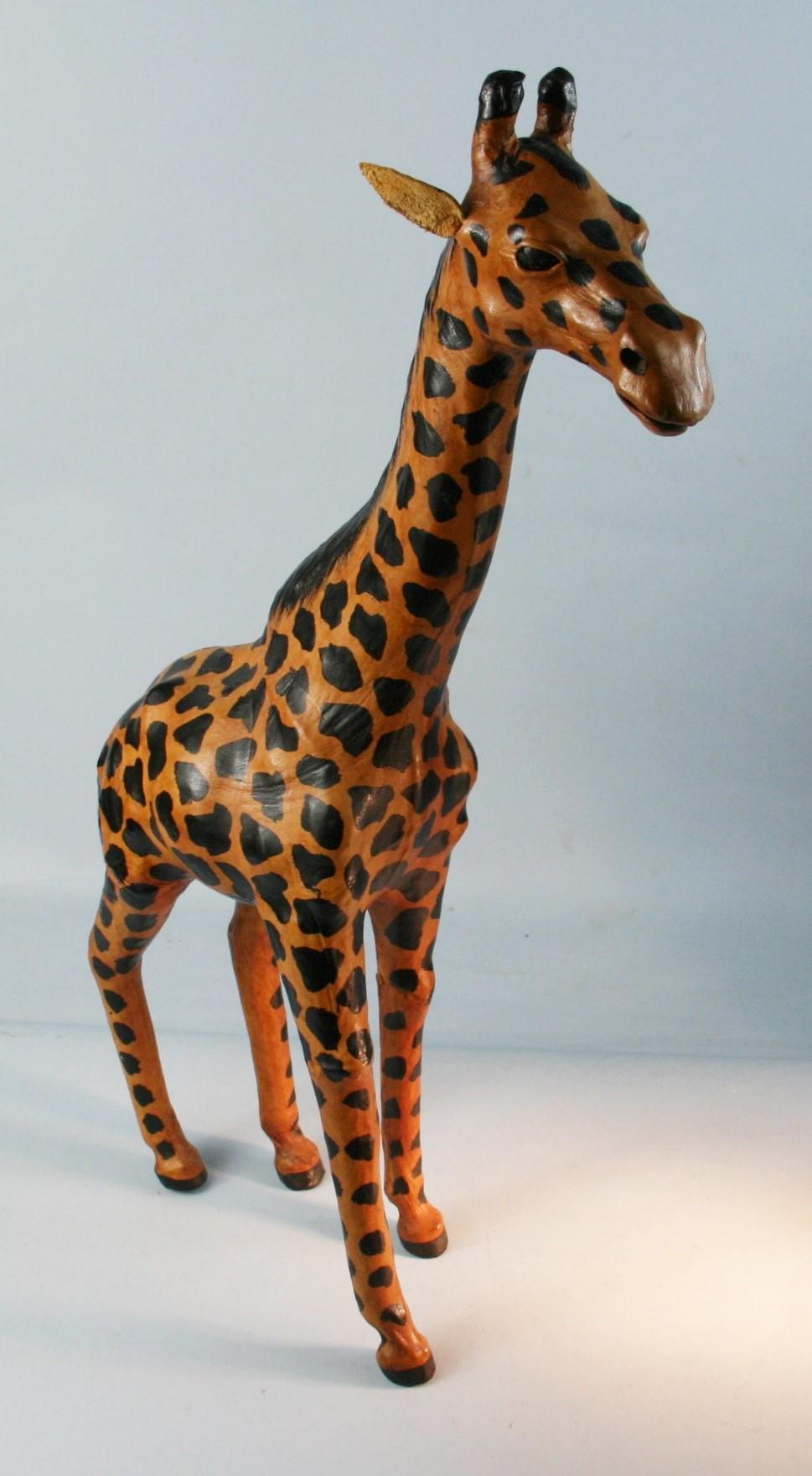 Tall Hand Made Leather Giraffe In Good Condition For Sale In Douglas Manor, NY