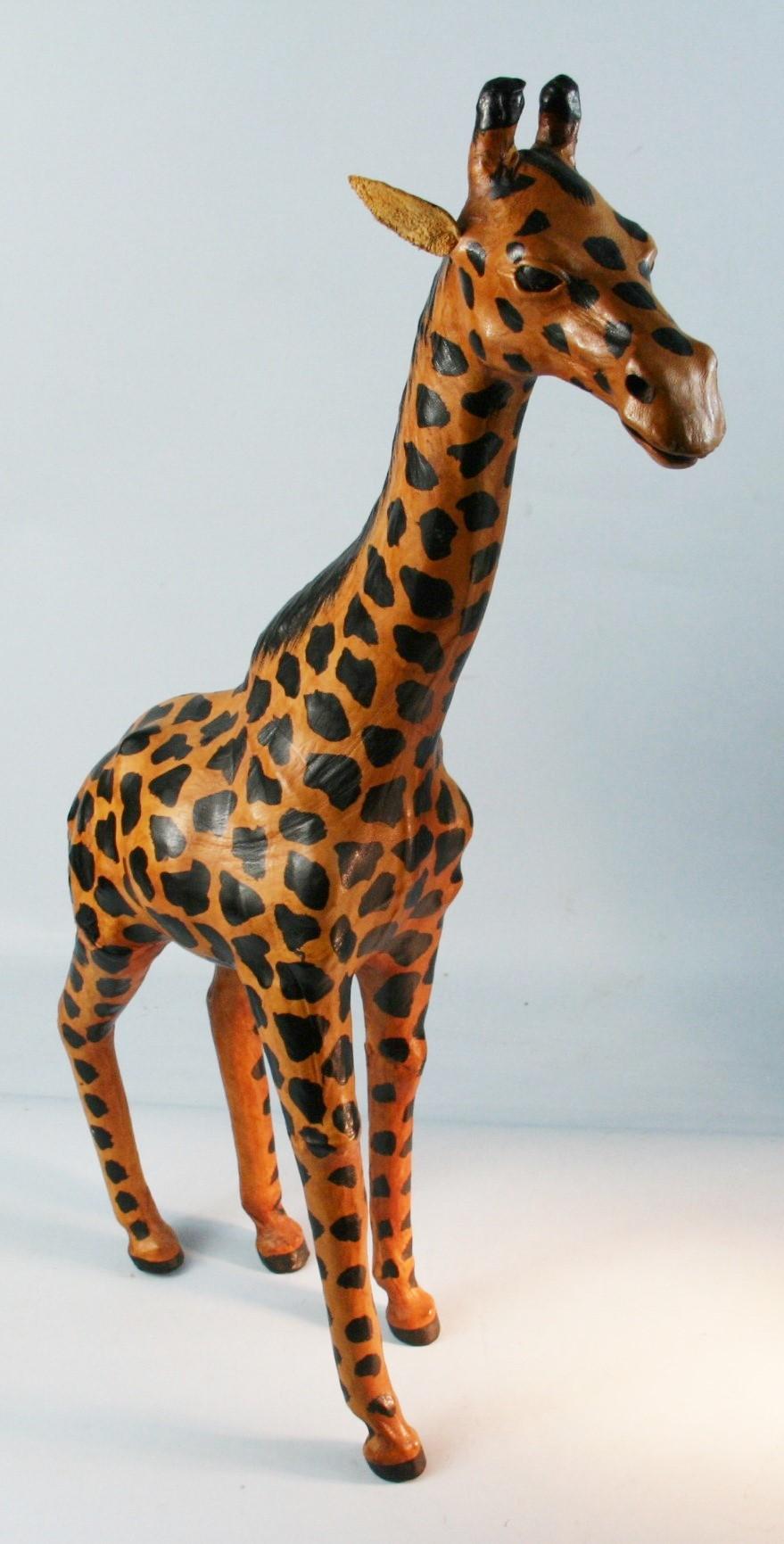 Fin du 20e siècle Grande girafe en cuir Hand Made en vente