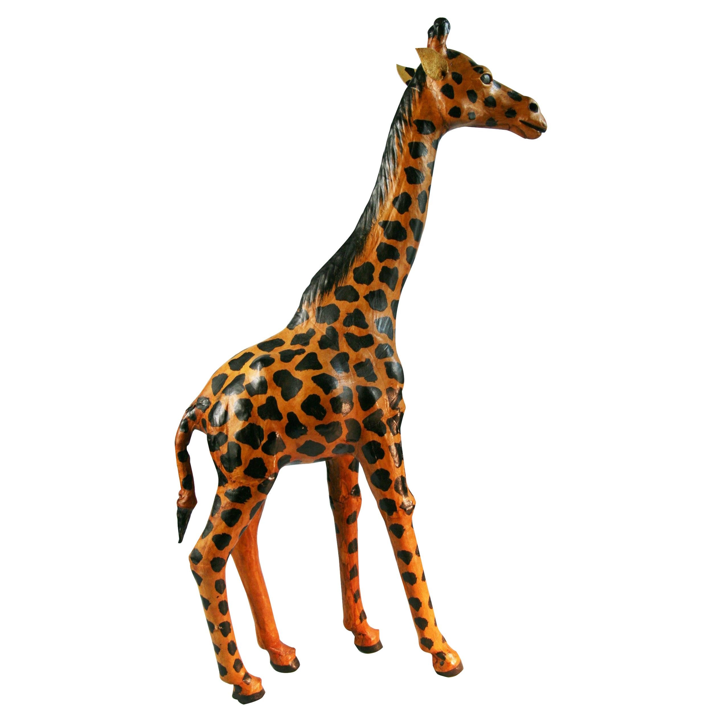Tall Hand Made Leather Giraffe
