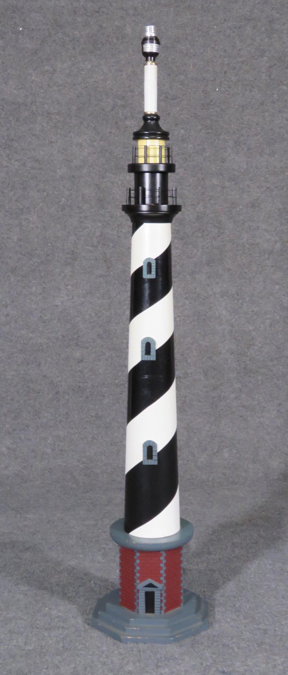 Tall Hand Painted Whimiscal Nautical Lighthouse Sea Theme Floor Lamp In Good Condition In Swedesboro, NJ
